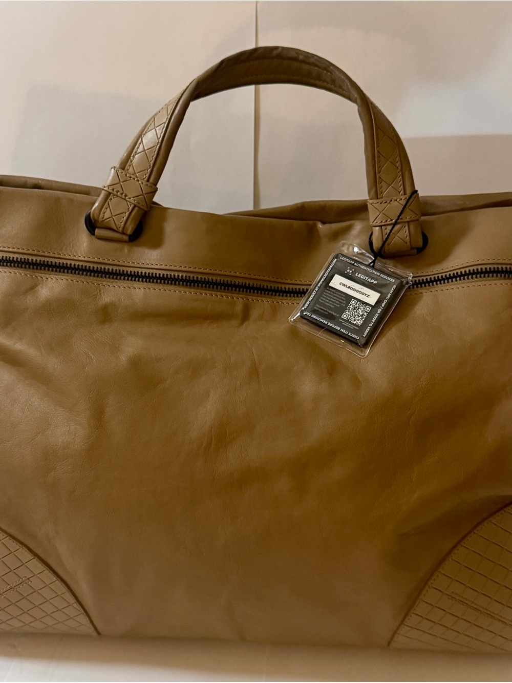 Authentic Bottega Veneta Tan Leather Travel Duffel Bag - Picture 8 of 16